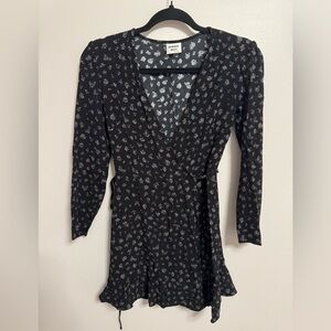 Sunday Best Black and Blue Floral Long Sleeve Dress